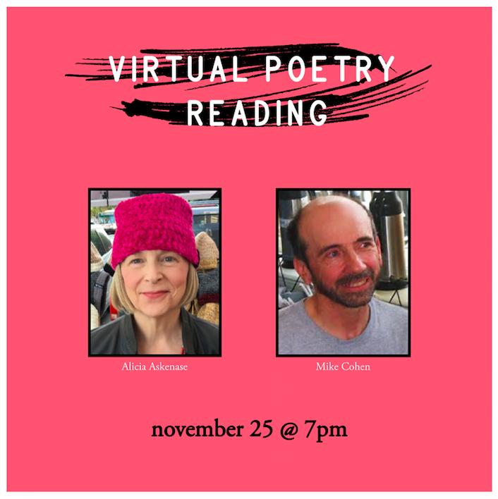 Virtual Poetry Reading: Alicia Askenase & Mike Cohen, with Alina Macneal & Jennifer Hook